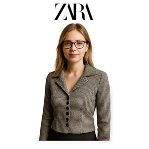 ZARA Houndstooth Cropped Top XS